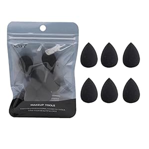 6PCS Mini Makeup Sponge, Black Small Beauty Sponge Blender Set for Foundation, Powder, Concealer Highlight,and Eye Shadow