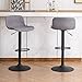 Kidol & Shellder Tabourets de Bar Lot de 2 Chaise Bar Cuisine avec Dossier en Tissu Gris, Tabouret de Comptoir Réglable en Hauteur pour Comptoir de Cuisine, Pivotant à 360°