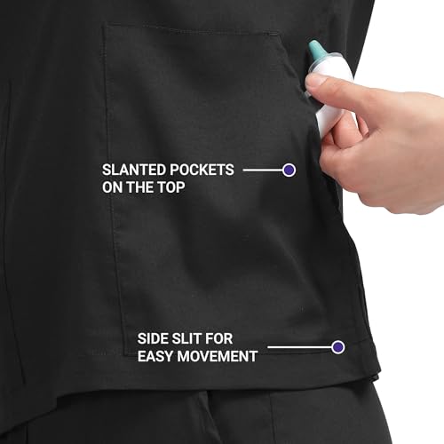 Image of KNYA Ecoflex Lite Women's Scrub Suit, 5 Pocket, 2-way Stretch (Black, XS)