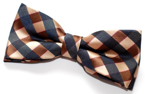 Retreez Classic Check Woven Microfiber Pre-tied Bow Tie (Width: 4.5