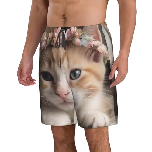 Men's Swim Trunks Quick Dry Board Shorts Mens Bathing Suit Swimsuits Sweet Animals Cute cat Beach Shorts with Pockets3