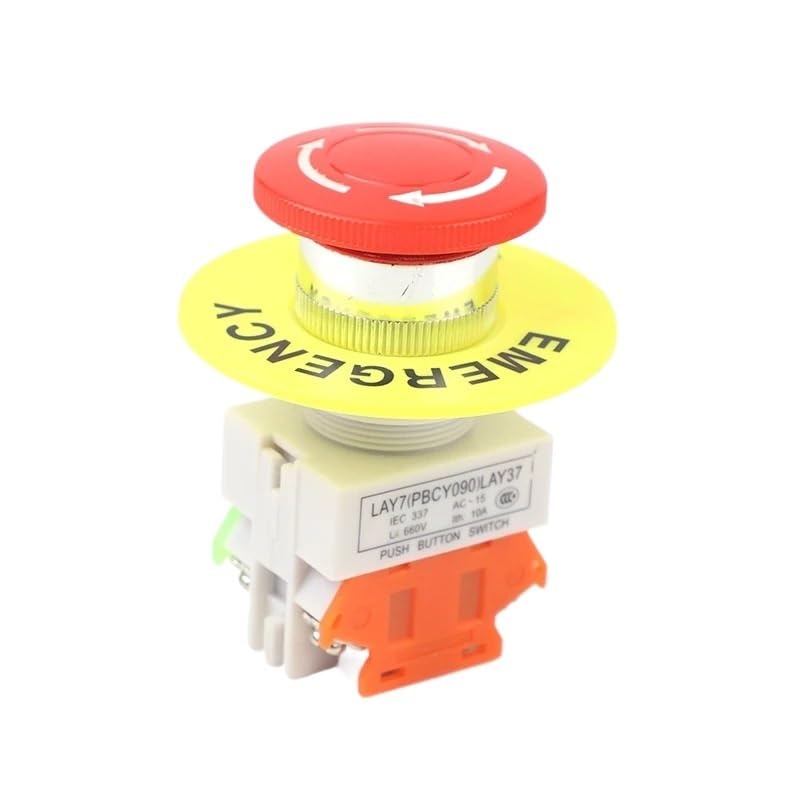 Arrêt d'urgence bouton champignon rouge pour stopper instantanément les machines en panne