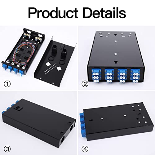 Image of 12 Duplex 24 Port LC-OS1 Box+ SingleMode Cables Wall Mount Fiber Enclosure with Spool LC-UPC Kit (Include a 1 Meter 24 Strand LC-SM Pigtail and 12 Port Duplex LGX Loaded Panel