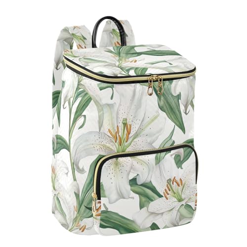 KLL White Lily Flower Women Backpack Large Capacity College Bookbag Shoulder Bag for Shopping Sports Travel2