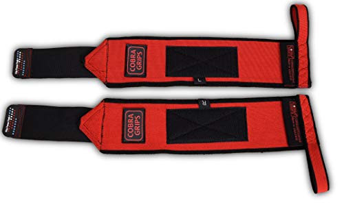 Grip Power Pads Deluxe Wrist Wraps (1 Pair /2 Wraps) For Weight Lifting Wrist Support Cotton Wraps Gym Bandage Straps For Men & Women - Premium Quality & Pro Rubber (Cb Red, 13" Inches) #TOP1