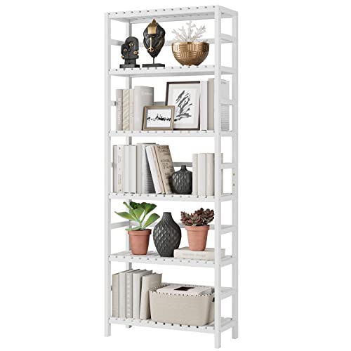 Bamjoy Bamboo Shelf, 6 Tier Bookcase Storage Shelves, Tall Book
