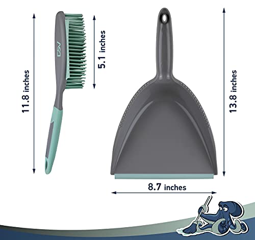Dsv Standard Soft Bristle Brush And Scrubber With Dustpan Set, Comfortable Long 6.7” Handle With Hanging Hole, Ideal For Removing Pet Hair & Debris #TOP5