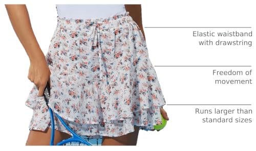 Image of Aoudery Flowy Shorts for Women Casual Boho Floral Skorts Ruffle Mini Skirts Running Tennis Butterfly Chiffon Shorts