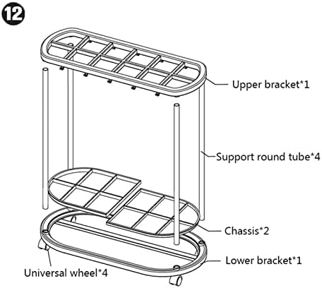 Large Silver Umbrella Stand with Wheels, Durable Engineering Plastic, High Capacity Umbrella Holder for Sticks & Folding Umbrellas, Freestanding Design for Commercial Use