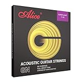 Alice Acoustic Guitar 6 Strings 85/15 Bronze Nano-Polishing Lamination Process Custom Light(11-52) Guitar String, 1 Pack(Golden)