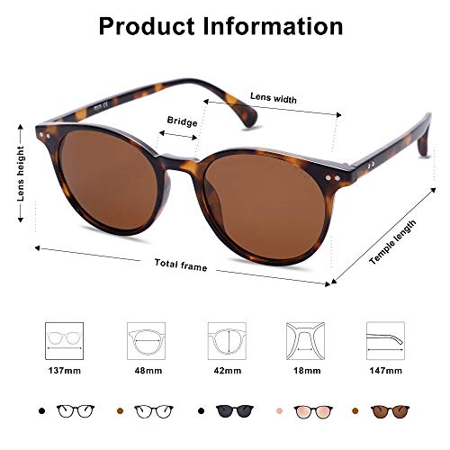 Sojos Small Round Classic Polarized Sunglasses For Women Men Vintage Style Uv400 Lens Sj2113, Tortoise/Brown #TOP3