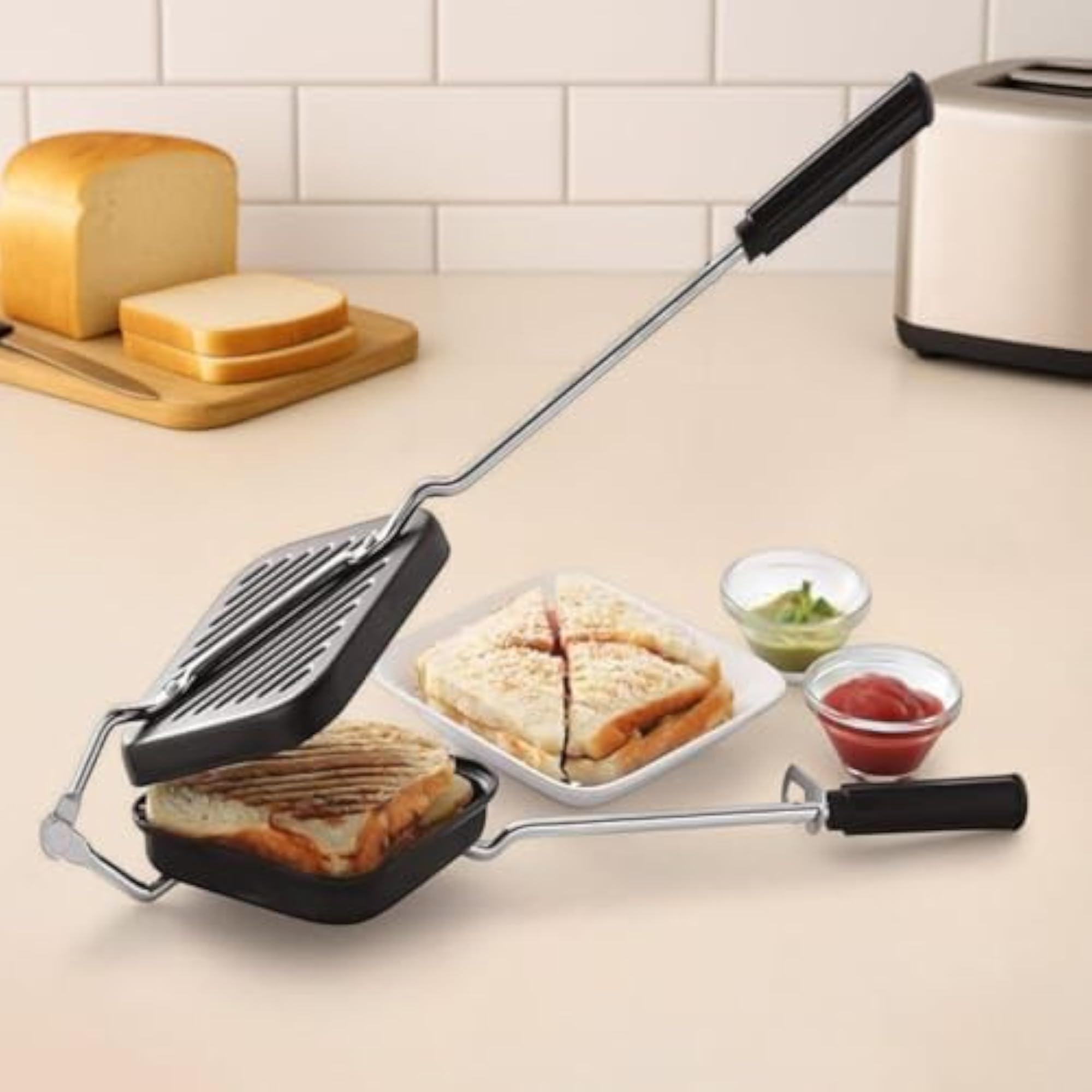 Gas Sandwich Maker Grill Pan, Durable Design for Easy Cooking