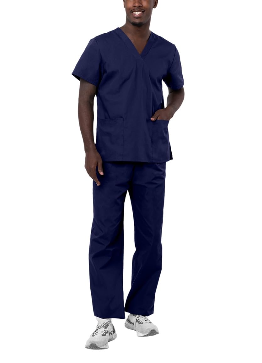 Adar Universal Unisex Medical Uniform - Unisex Drawstring Scrub Set - 701 - Navy - XXS