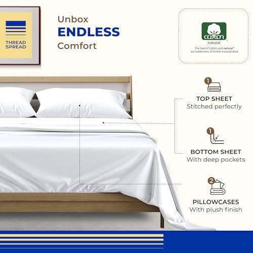 Thread Spread CO-1000TC-K0-WHITE 100% Pure Egyptian Cotton Sheets King Size - 1000 High Thread Count Sheets King thumb #2