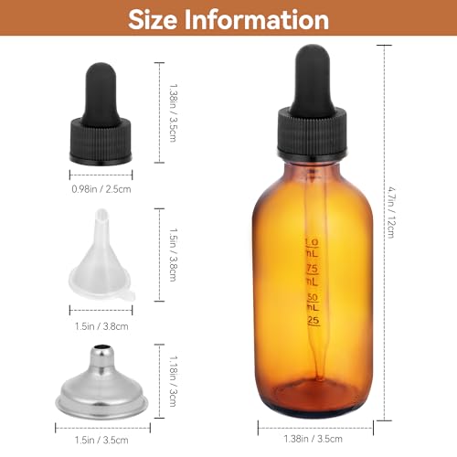 Yadream 4 pack, Leak-Proof Glass Dropper Bottles,2 OZ Bottles with Measured Dropper for Storage and Travel2