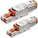 Produktbild HB-DIGITAL 2x CAT 7 RJ45 Stecker für starre Ethernet LAN Verlegekabel  werkzeuglos feldkonfektionierbar STP vollgeschirmt mit 50µ vergoldete Kontakten 10Gbit/s High-Speed Connector