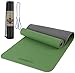 TOMSHOO Tapis de Yoga Fitness 183 * 61cm 8mm Épais, TPE Antidérapant et Durable, Tapis de Gym Sport pour Yoga Fitness Pilates Gymnastique avec Sac de Rangement (Vert)