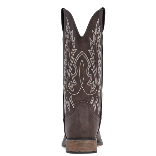 Image of IUV Cowboy Boots For Women Square Toe Wide Western Mid Calf Cowgirl Boots