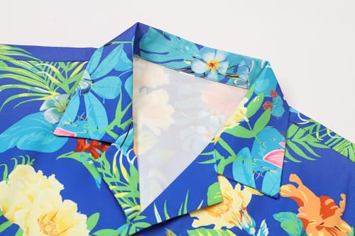 Image of Cromoncent Matching Hawaiian Outfits for Family, Dad and Son Matching Luau Beach Tropical Shirts Mommy Daughter Tropical Sets