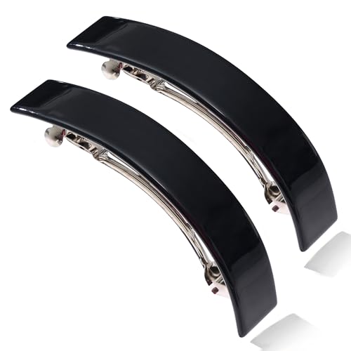 FSMILING Lot de 2 pinces à cheveux - Barrettes à cheveux françaises pour femmes pour cheveux fins et épais, pince à cheveux noire