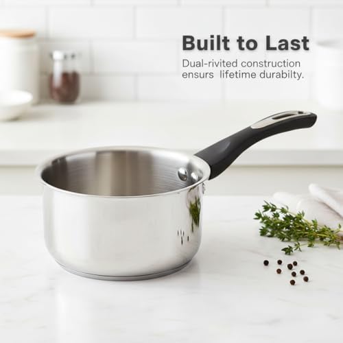 Image of Anjali FPSP16 Stainless Steel Fiesta Pro Sauce Pan Without Lid Chai pan with Induction Base 16 cm 1350 ml
