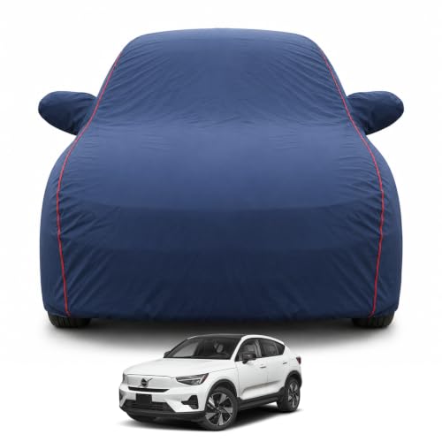 Image of Premium Car Cover for Volvo EC40 2026 Model | Waterproof, UV & Dust Protection | Mirror & Antenna Pocket | Triple Stitched, Soft Inner Lining, Belt & Buckle (Navy Blue)
