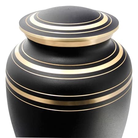 Classic Onyx Brass Cremation Urn for Ashes, Brass, Black Urn, Adult Sized Cremation Urn, 9.75 Inches High