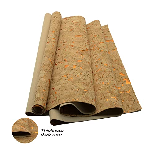 Image of SorenCut Cork Fabric Roll 12.5 x 52 Inch - Mosaic Gold Embellished Cork Leather Fabric for Earrings, Bow Making, Bags, Wallets & DIY Sewing Projects - Vegan Leather Alternative Craft Sheet