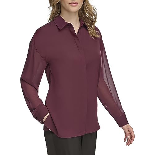 Calvin Klein Women's Button Front Long Sleeve Blouse3