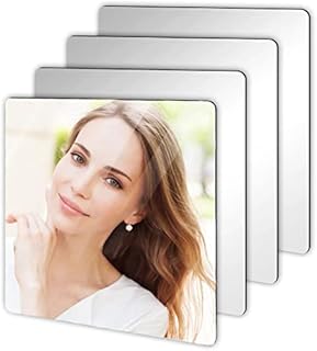 Bosdontek Acrylic Stick on Mirrors, 4PCS Frameless Adhesive Mirror Flexible Mirror Stickers for Walls High Clear Mirror Tiles Self Adhesive, Stick on Mirrors for Bathroom Home Decoration (20 x 20cm)
