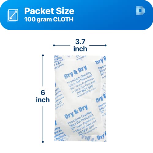 Image of Dry & Dry 100 Gram [200 Packets] Silica Gel Packets Desiccants, Silica Packets - Rechargeable Moisture Absorbers for Food Storage, Electronics, 3D Filament & Safes