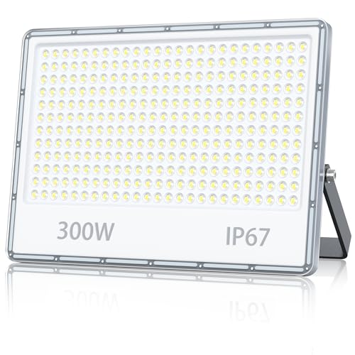 TOPAUBUB LED Fluter Strahler Außen 300W, Flutlichtstrahler LED Scheinwerfer 230V 30000LM 6500K Kaltweiß IP67 Aussenstrahler Wasserdicht für...