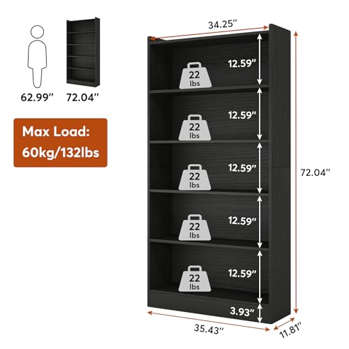Image of Tribesigns 72-inch Tall Bookcase, Modern 6-Tier White Library Bookshelf with Storage Shelves, Large Open Bookcases Wood Display Shelving Unit for Bedroom Living Room Office
