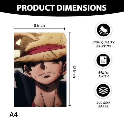 Image of One Piece Anime Manga Poster, One Piece Character Design Wall Poster 3 Panal - A4 Size, 300 GSM, Wall Decor Posters Wall Art For Bedroom, Living room, Office, Dining Room,No Frame (Luffy-6)