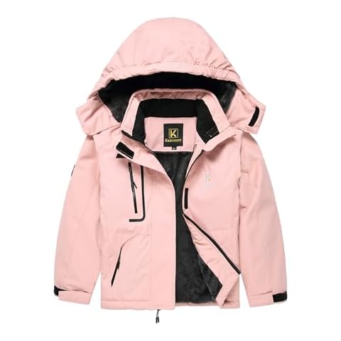 Keevoom Girl's Ski Jacket Winter Snow Coat Hooded Fleece Outwear RainCoat Pink 8-9 Cover