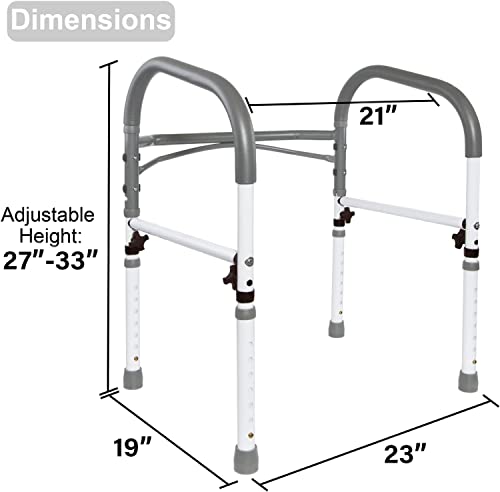 Vaunn Deluxe Safety Toilet Rail, Adjustable Toilet Safety Frame, Bathroom Handrail Assist Grab Bar Handle, Gray #TOP1