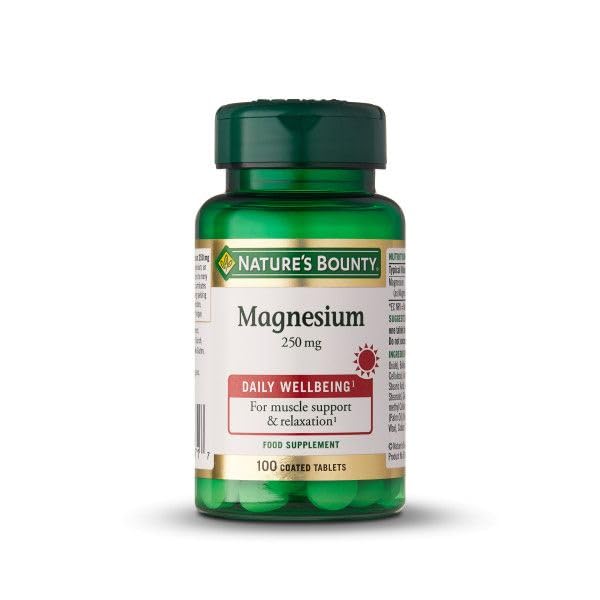 Nature's Bounty | Magnesio 250 mg | Suplemento para Músculos, Energía y Sistema Nervioso | Reduce Cansancio y Fatiga | 100 Comprimidos