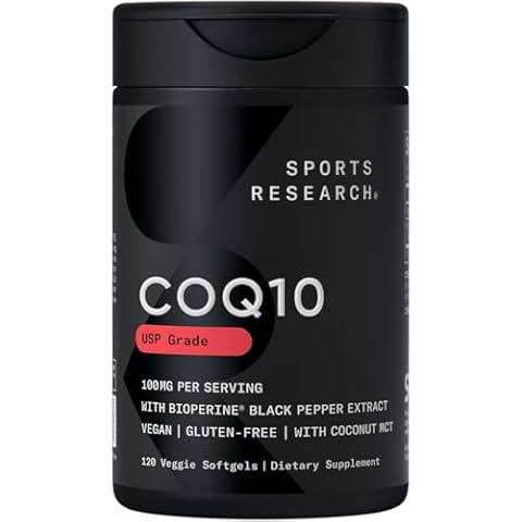 Sports Research CoQ10 100mg with Bioperine and Coconut Oil (120 Softgels) Cover