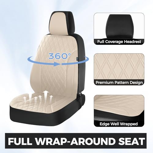 Image of Car Seat Covers Front Seat, Leather Seat Covers for Cars, Waterproof Car Seat Protector Breathable, Front Seat Covers for Cars, Automotive Seat Covers Universal Fit for Most Car SUV Truck