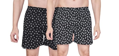 Image of Nermosa Men's Cotton Printed Soft Regular Boxer Shorts | Pack of 2