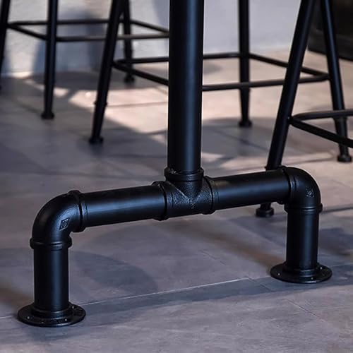 Rustic Solid Wood Bar Table - 63" Counter Height Dining Table with Metal Legs, Industrial Rectangular Pub Table for Kitchen or Patio, No Stools Included, Brown Finish