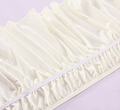 MEILA Wrap Around Bed Skirt Three Fabric Sides Elastic Dust Ruffled 14 Inch Tailored Drop,Easy to Install Fade Resistant-Ivory, Twin/Full - Thumbnail 5