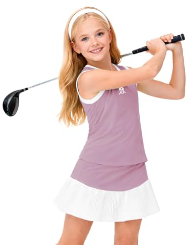 Image of Remimi Girls Tennis Dress Cute Outfit Sleeveless Workout Tank Top and Sport Skirt Set 4-12 Years