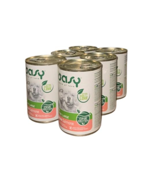 Oasy cane patè Grainfree Monoproteico gusto SALMONE | 6 lattine da 400 grammi l'una.