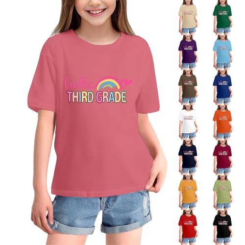 3th Grade Girls Boys First School Day T Shirt Preschool Kids Short Sleeve Crewneck Funny Letter Graphic Tees Tops4