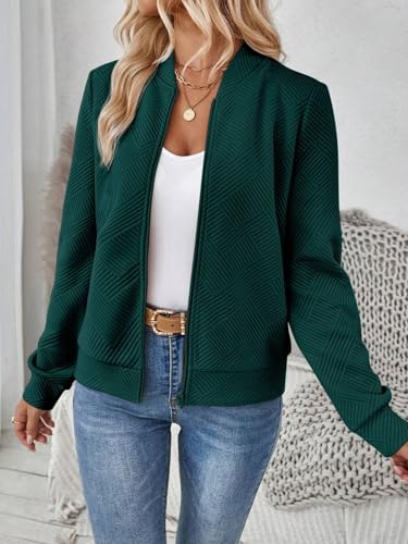 Chic Dark Green Womens Casual Knit Bomber Jacket – Perfect for Every Season! - Image 5