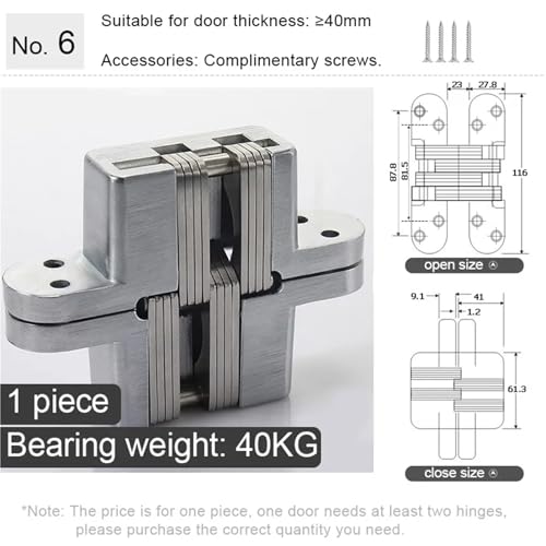 Charnière invisible No. 6 Hinge pliante à 180° en acier robuste - 3