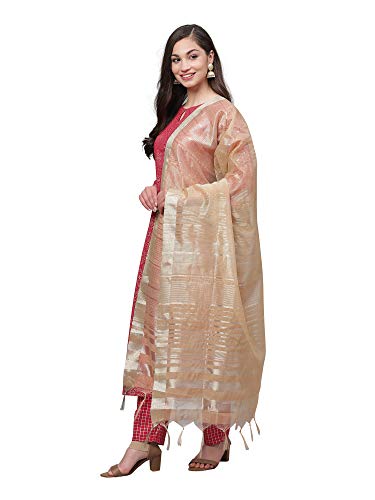Image of INDO ERA Women's Pure Cotton Printed Straight Kurta With Pant & Dupatta Set (Pink IE13KS0PK1609)