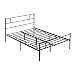 HOMCOM Struttura Letto Una Piazza e Mezza in Acciaio 145x211x100cm, Doghe Integrate, Testiera e Pediera Stile Industriale, Nero