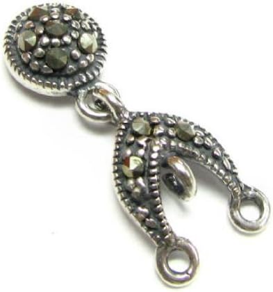 2 pcs .925 Sterling Silver Marcasite Chandelier Earring Stud Loop Post 22mm / Findings/Antique